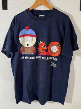Tultex Men's Navy and Blue T-shirt